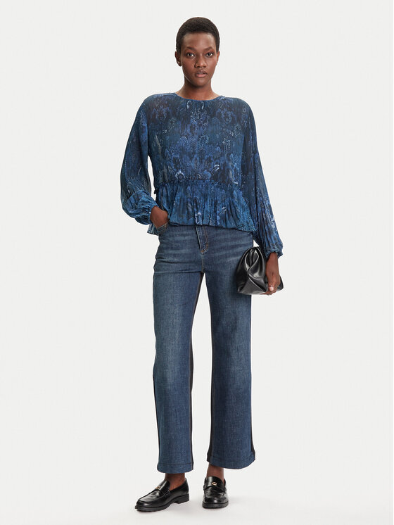 Desigual Desigual Bluzka Plise 25WWBW09 Granatowy Regular Fit