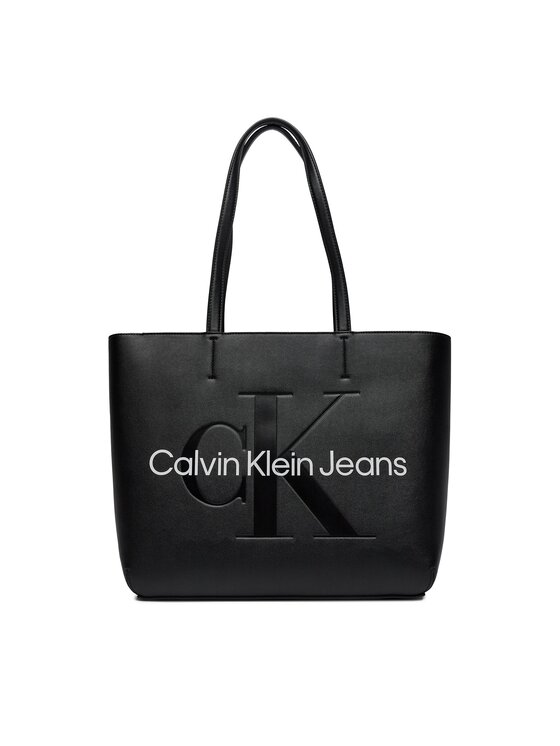 Geantă Calvin Klein Jeans Sculpted Shopper29 Mono K60K610276 Negru