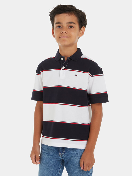 Tommy Hilfiger Tommy Hilfiger Polo marškinėliai Global Rugby KB0KB08857 Balta Relaxed Fit