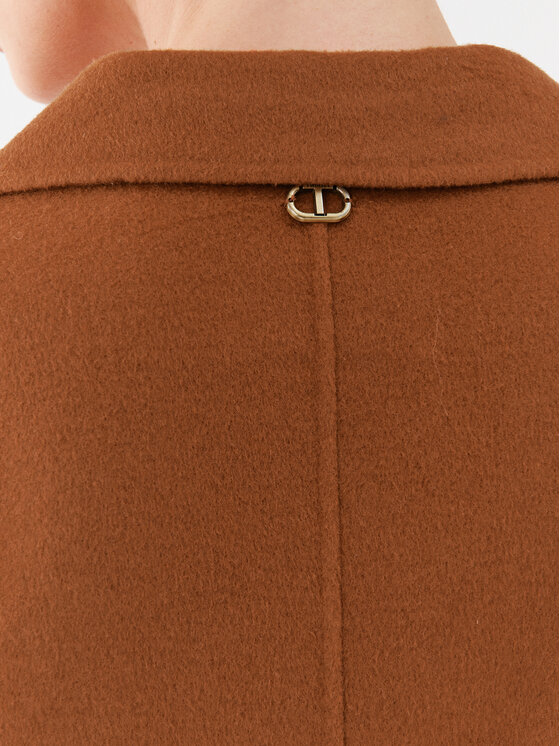 TWINSET TWINSET Gyapjú kabát 232TP2013 Barna Regular Fit