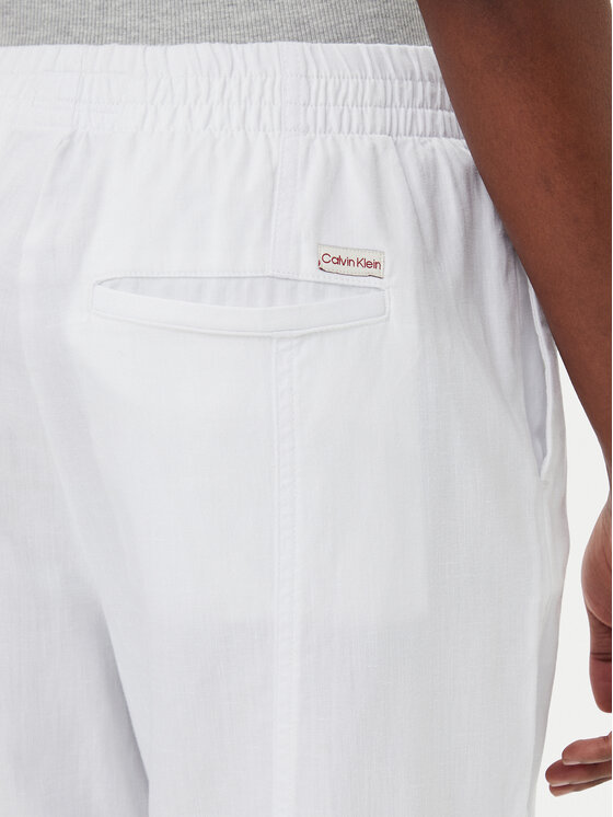 Calvin Klein Jeans Calvin Klein Jeans Kalhoty z materiálu J20J225340 Bílá Relaxed Fit