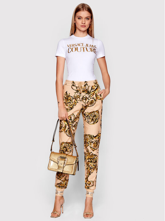 Versace Jeans Couture Versace Jeans Couture T-Shirt Logo Thick Foil 72HAHT01 Biały Regular Fit