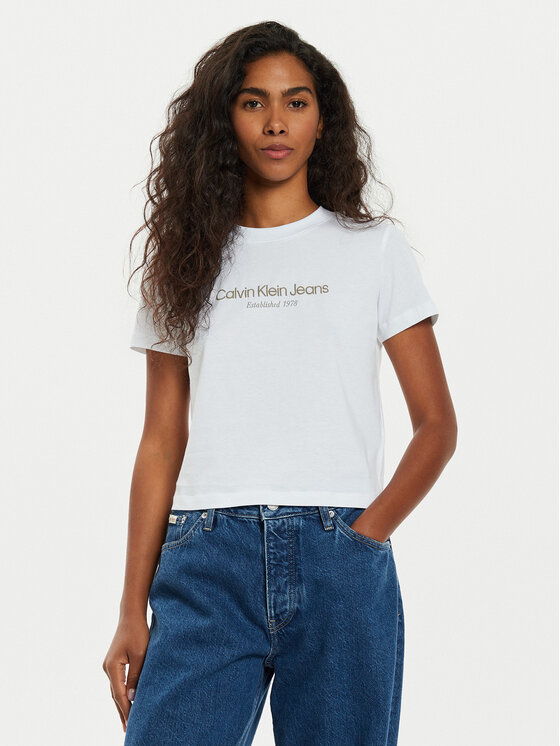 Calvin Klein Jeans T-Shirt Institutional J20J224914 Λευκό Regular Fit