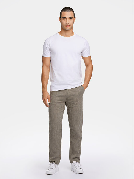 Lindbergh Lindbergh Medžiaginės kelnės 30-003020 Žalia Relaxed Fit