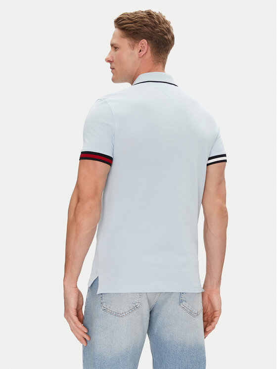 Tommy Hilfiger Tommy Hilfiger Поло Flag Cuff MW0MW38458 Блакитний Slim Fit