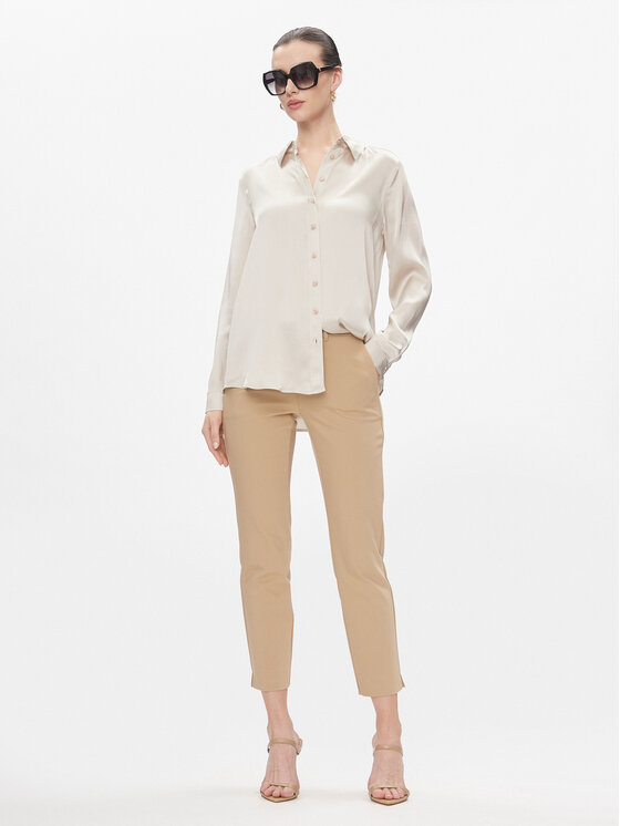 Marella Marella Hlače iz tkanine Macario 2413131031200 Rjava Regular Fit