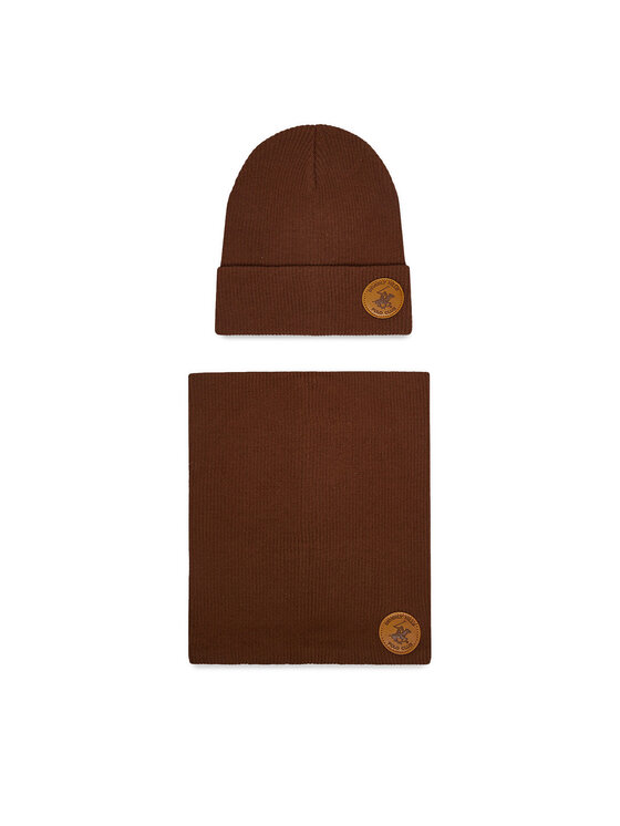 Beverly Hills Polo Club Komplet czapka i komin CEO-BHPC-ACCCS-02 Brązowy