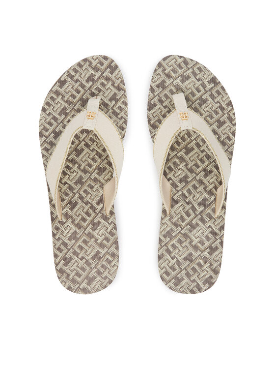 Tommy Hilfiger Flip flop Monogram Mid Wedge Sandal FW0FW09419 Crem