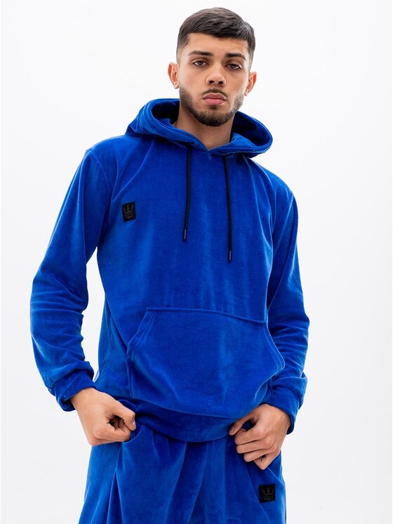 Jigga Wear Jigga Wear Komplet dresowy DRES MĘSKI Welurowy Komplet Dresowy Jigga Opposite Patch Niebieski XXL Niebieski