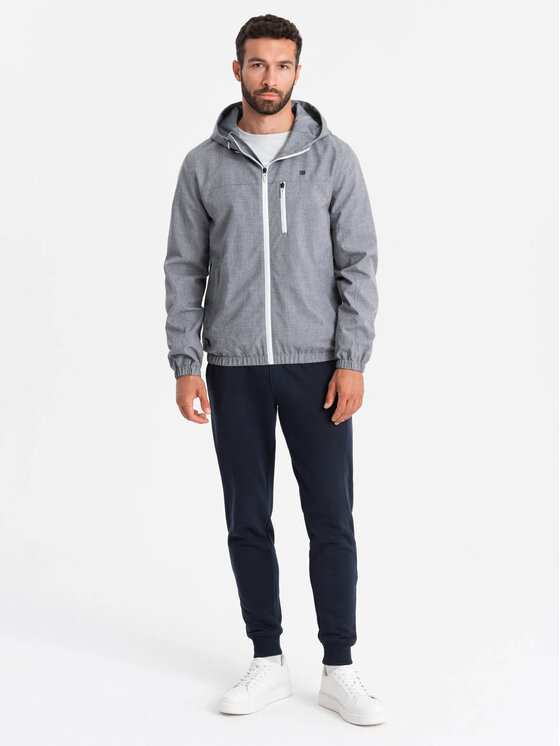 Ombre Ombre Kurtka przejściowa OM-JANP-0136 Szary Regular Fit