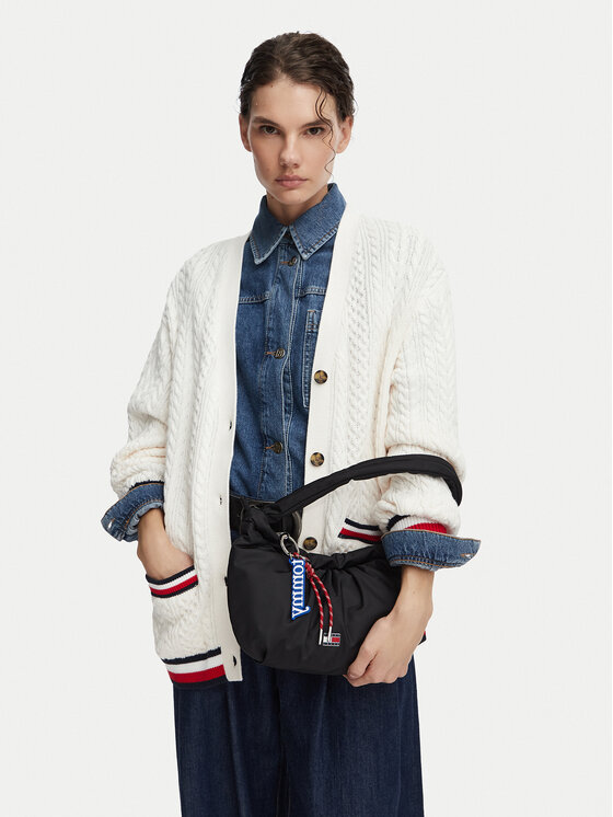 Tommy Jeans Geantă Tjw Icon Charms Shoulder Bag AW0AW18780 Negru