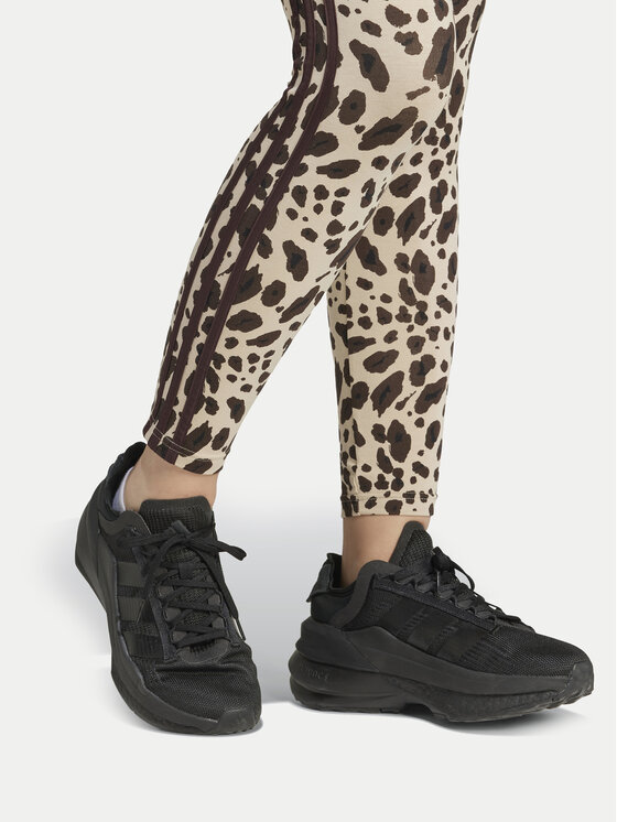 adidas adidas Colanți Essentials 3-Stripes Animal Print IX3722 Maro Slim Fit