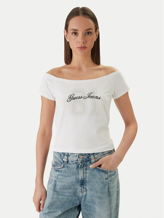 Guess Jeans Guess Jeans Póló W6GI07 J1314 Fehér Regular Fit