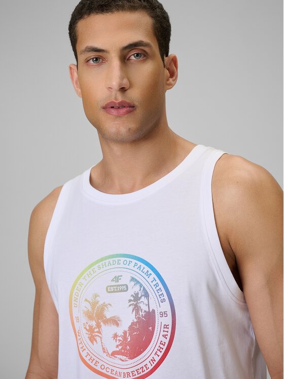 4F 4F Tank top 4FWSS26TSLEM248-10S Biały Regular Fit