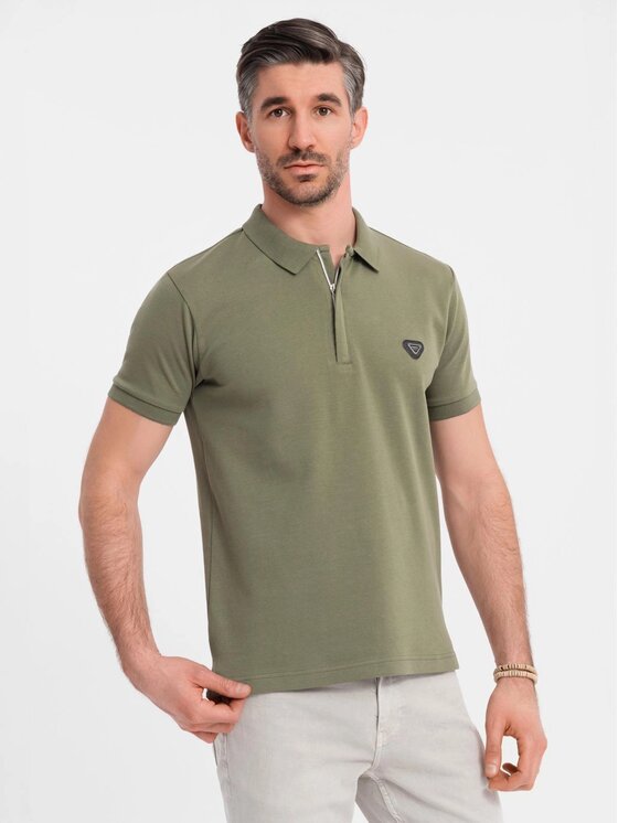 Ombre Ombre Polo OM-POSS-0148 Zielony Regular Fit