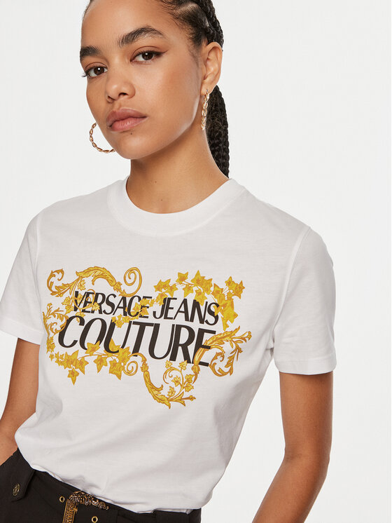 Versace Jeans Couture Versace Jeans Couture Marškinėliai 77HAHE05 CJ00E Balta Regular Fit