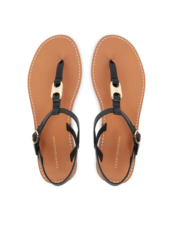 Tommy Hilfiger Tommy Hilfiger Sandále Leather Thong Sandal FW0FW09127 Čierna