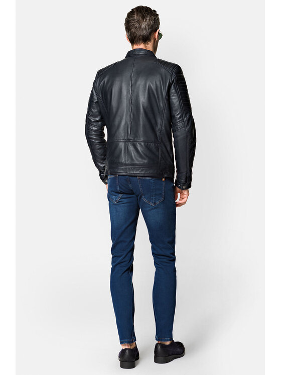 Lancerto Lancerto Kurtka skórzana Arion KU068222000006 Granatowy Regular Fit
