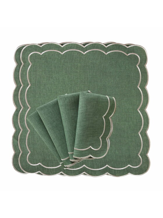 Roseberry Home Roseberry Home Serwetki haftowane Green Petali Zielony