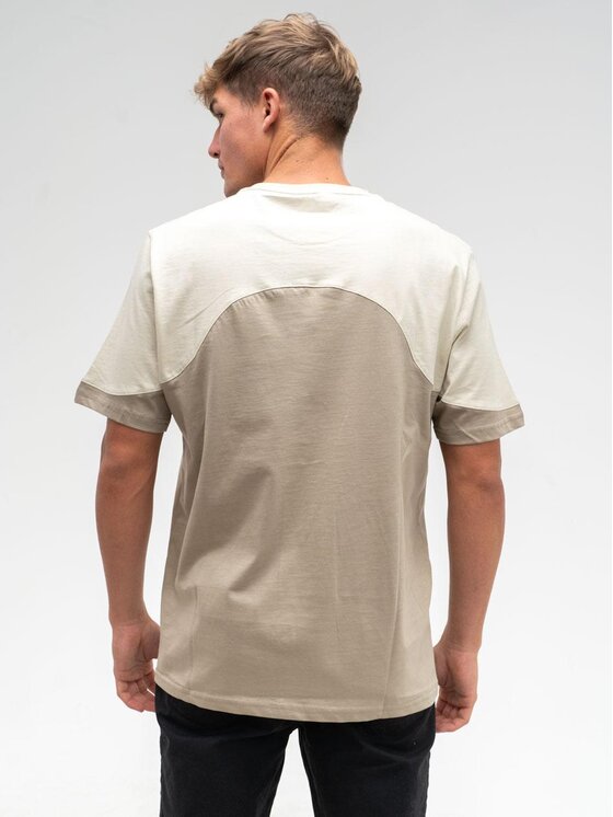 Good Luck Good Luck T-Shirt Koszulka Męska Z Krótkim Rękawem Szara / Jasna Beżowa GOOD LUCK Shoulder Pad L Szary Regular Fit