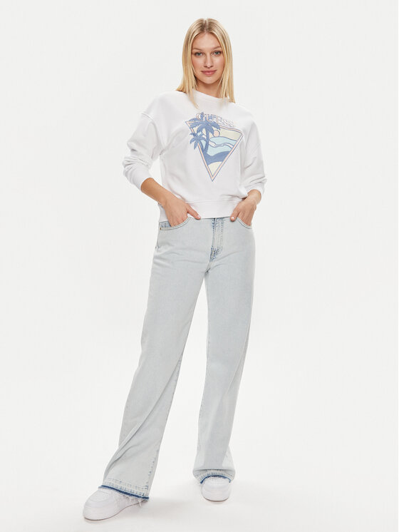 Guess Guess Bluza W4GQ11 KBK32 Biały Relaxed Fit