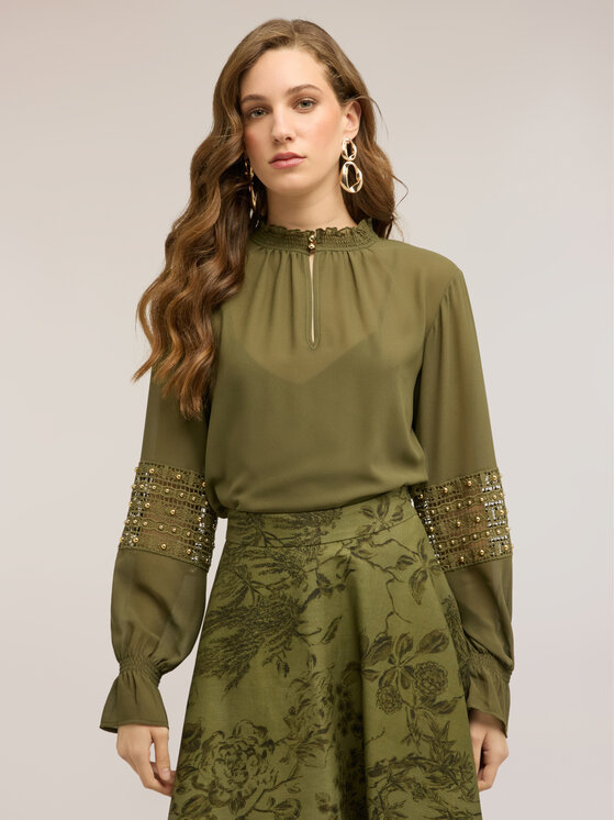 Motivi Motivi Blusa 2039Q001943N035 Verde Regular Fit
