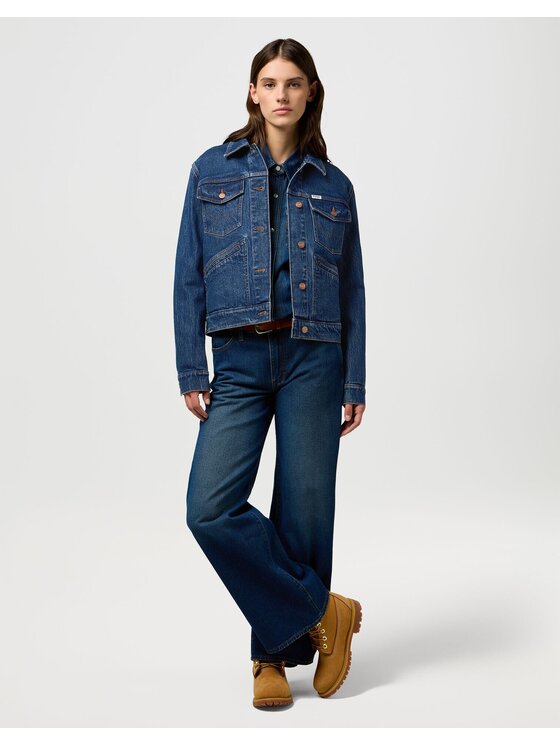 Wrangler Wrangler Kurtka jeansowa HERITAGE JACKET Niebieski Regular Fit