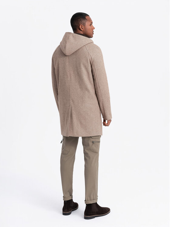 Ombre Ombre Płaszcz OM-COWC-0122 Beżowy Regular Fit