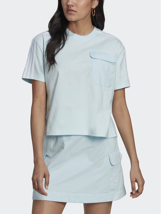 adidas adidas T-shirt Adicolor Classics Poplin Back Loose Tee HL9302 Svijetloplava Loose Fit