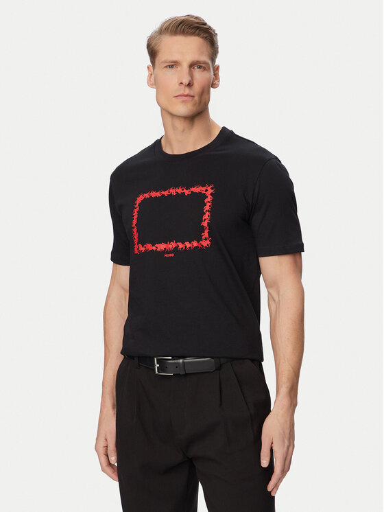 HUGO Tricou Duhorse 50557684 Negru Regular Fit