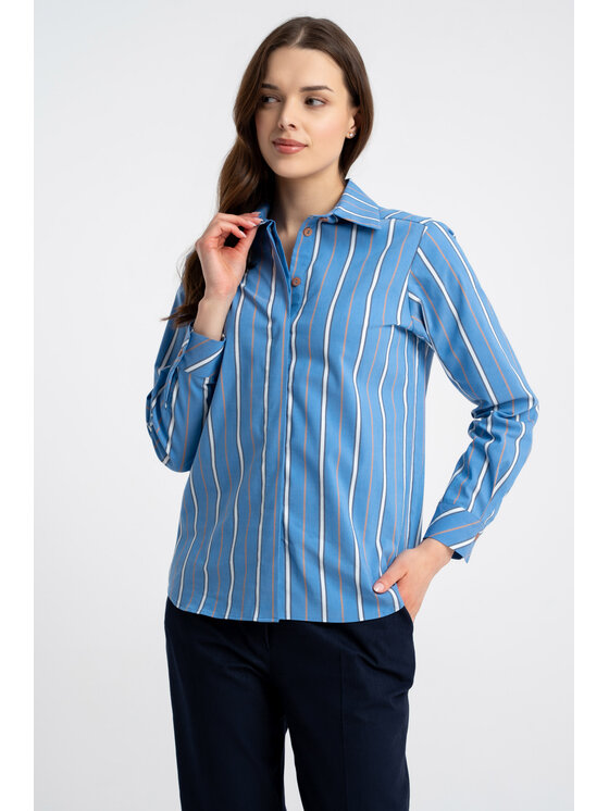 CLICK CLICK Koszula 10-6721 Niebieski Reglan Fit