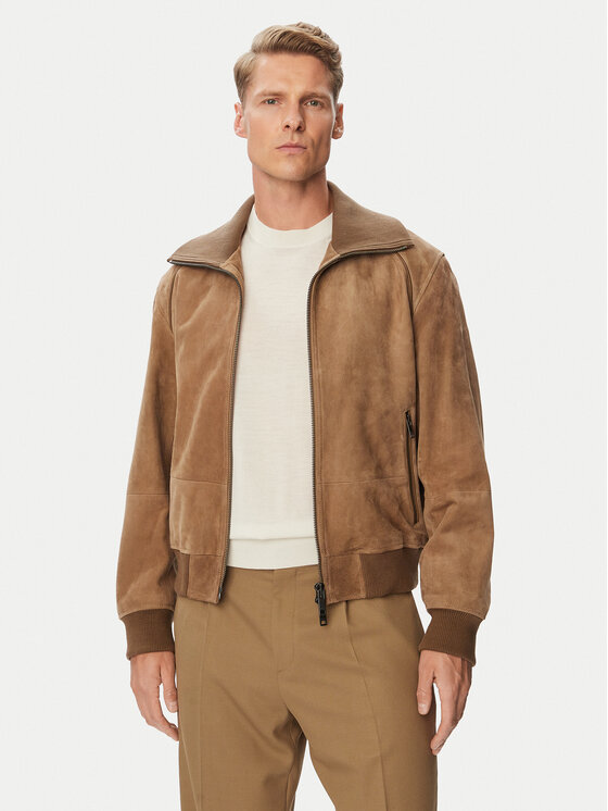 HUGO HUGO Odinė striukė 50567441 Smėlio Regular Fit