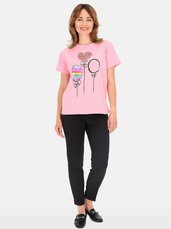 Perso Perso T-Shirt TCE245285F Růžová Regular Fit