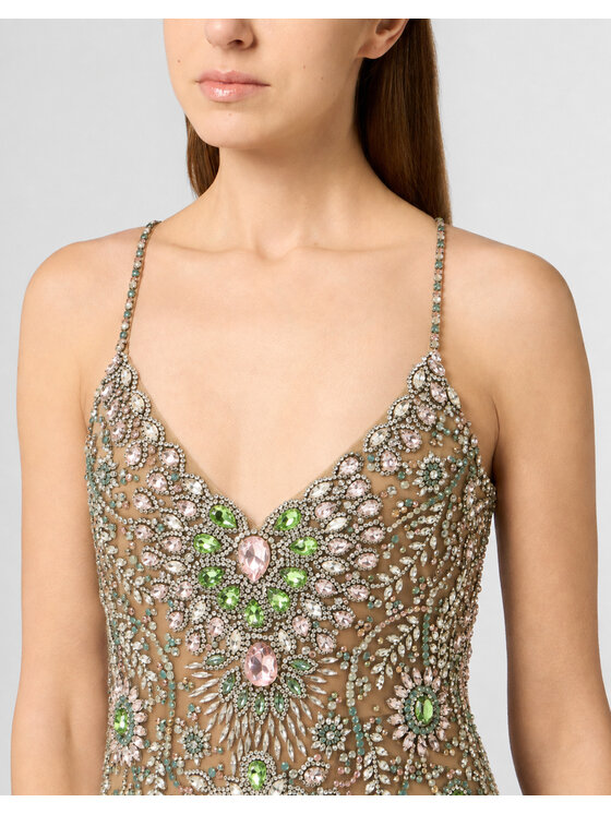 PHILIPP PLEIN PHILIPP PLEIN Sukienka wieczorowa 32212 Beżowy Regular Fit