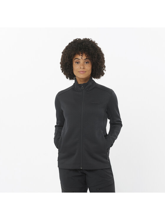 Salomon Salomon Bluza techniczna OUTLINE WARM FLEECE FZ W Czarny Regular Fit