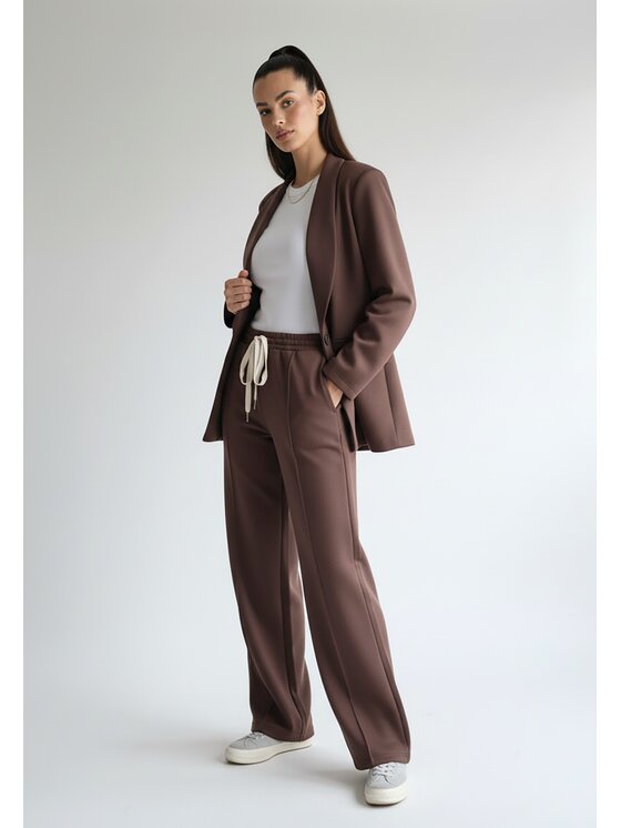 FIGL FIGL Komplet marynarka i spodnie materiałowe M1254 Brązowy Regular Fit