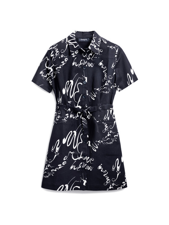 Desigual Desigual Rochie tip cămașă 25SWVW38 Negru Regular Fit