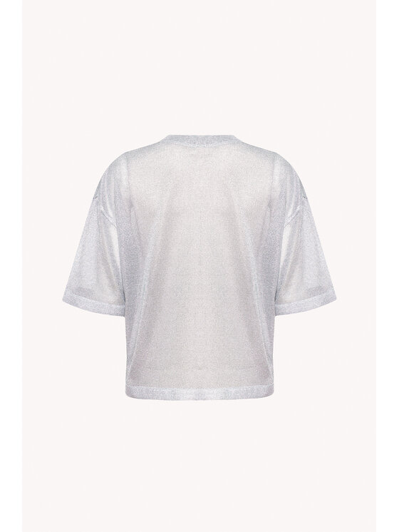 Epuzer Epuzer T-Shirt Metallic mesh Srebrny Standard Fit