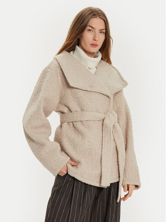 Gina Tricot Zimný kabát 24039 Béžová Oversize