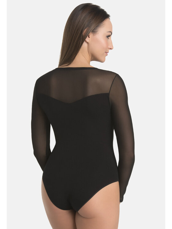 Teyli Teyli Body z siateczką Willow Czarny Regular Fit