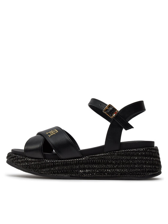 Flatform espadrille sandals black discount