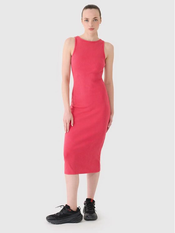 4F 4F Úpletové šaty 4FRSS25TDREF180-54S Ružová Slim Fit