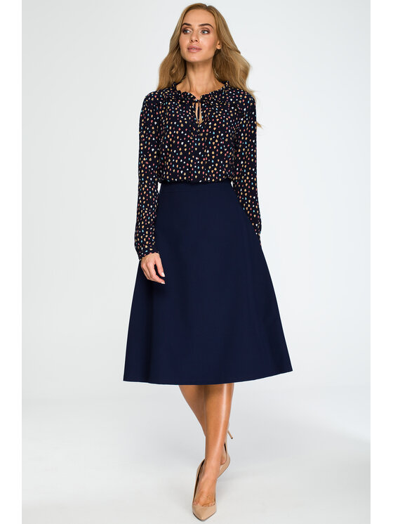 Stylove Stylove Midi sukňa S133 Tmavomodrá Baggy Fit