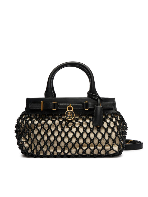 Tommy Hilfiger Geantă American Icon Mini Tote Macrame AW0AW18542 Negru