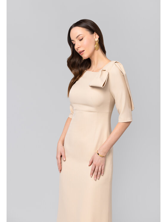 Kasia Zapała Kasia Zapała Sukienka wieczorowa Tiffany Beżowy Slim Fit