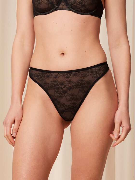 Triumph Stringové nohavičky Bright Spotlight High Leg string 10216476 Čierna