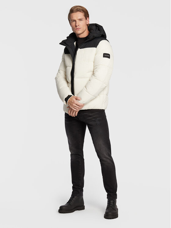 Calvin Klein Calvin Klein Зимно яке Crinkle Color Block K10K110337 Екрю Regular Fit