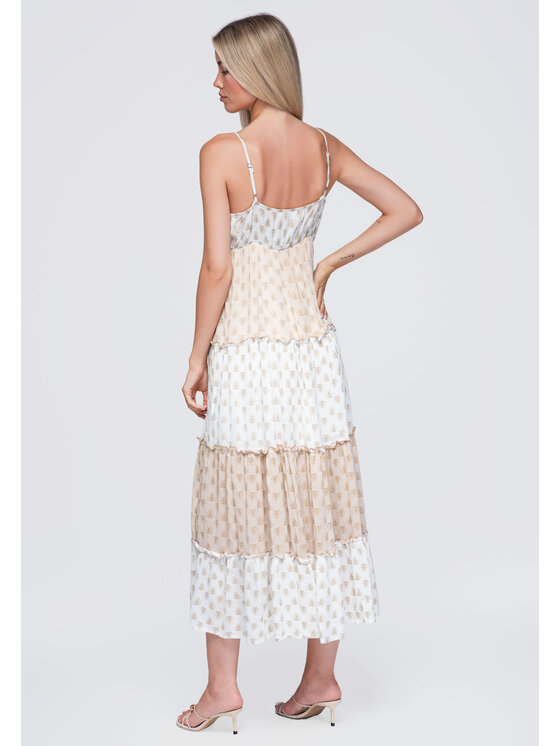 Ombre Ombre Sukienka codzienna OW-DLR-E0007 Beżowy Loose Fit