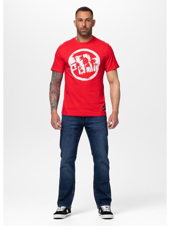 PITBULL PITBULL T-Shirt LOGO PALMS Czerwony Regular Fit