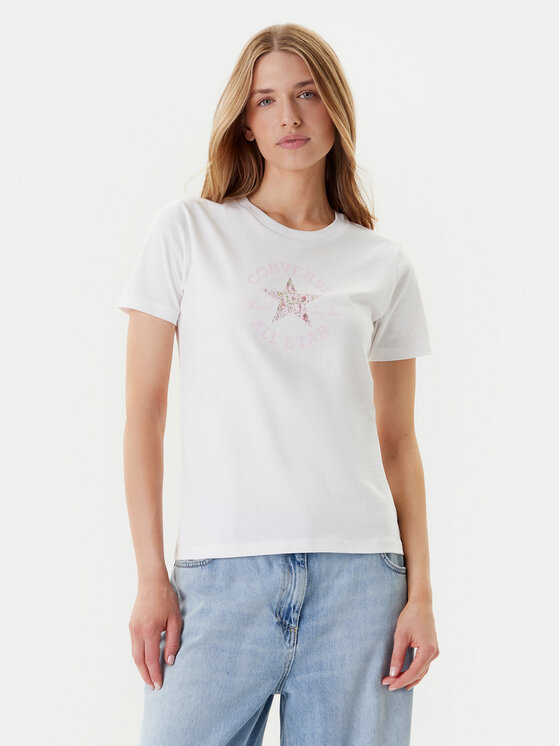 Converse Converse T-Shirt Floral Chuck Taylor 10027751-A01 Biały Regular Fit